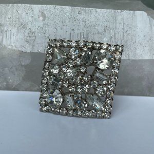 Vintage square rhinestone brooch